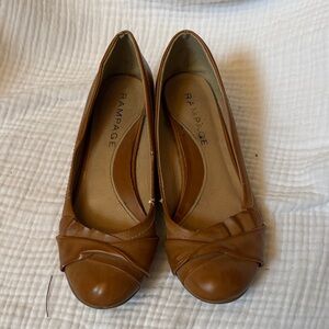 Rampage Women's Tan Flats with Pleated Design